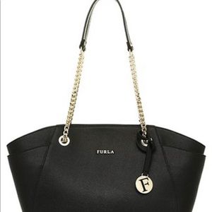 Furla Saffiano Leather Onyx Julia Shoulder Tote Bag